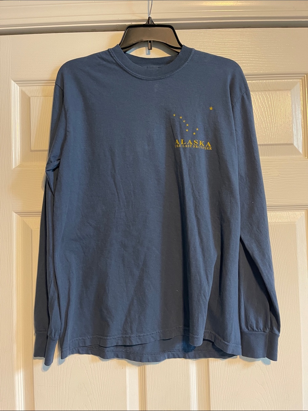 Comfort Colors Alaska Crewneck Long-Sleeve Shirt - Navy Blue with Yellow Logo